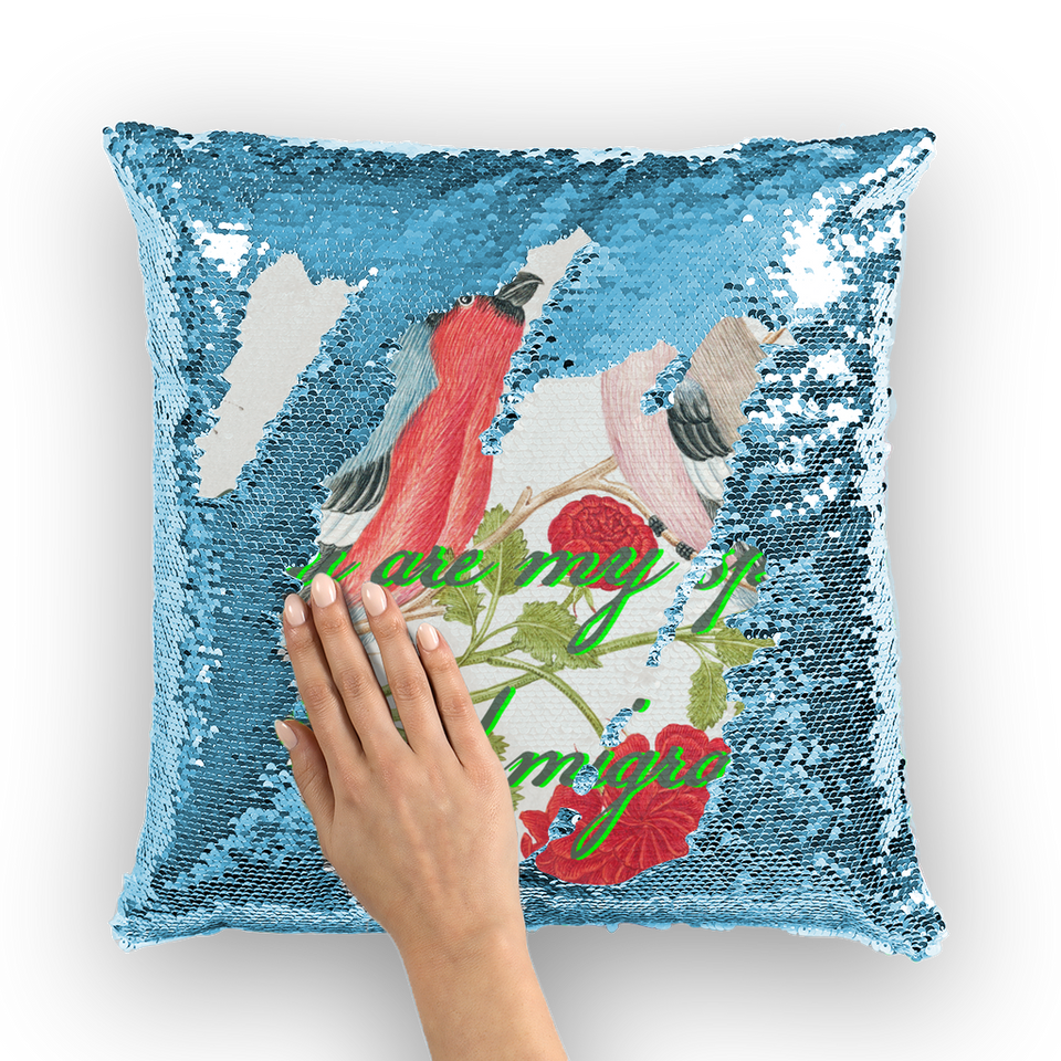 Housse de coussin à sequins "Spring Bird" - Manufacture of Emotions